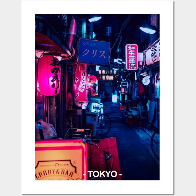 Tokyo Street Neon Synthwave Wall Art by JeffDesign